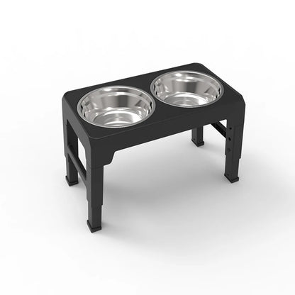 Comedero elevado ajustable para perros con cuencos dobles de acero inoxidable